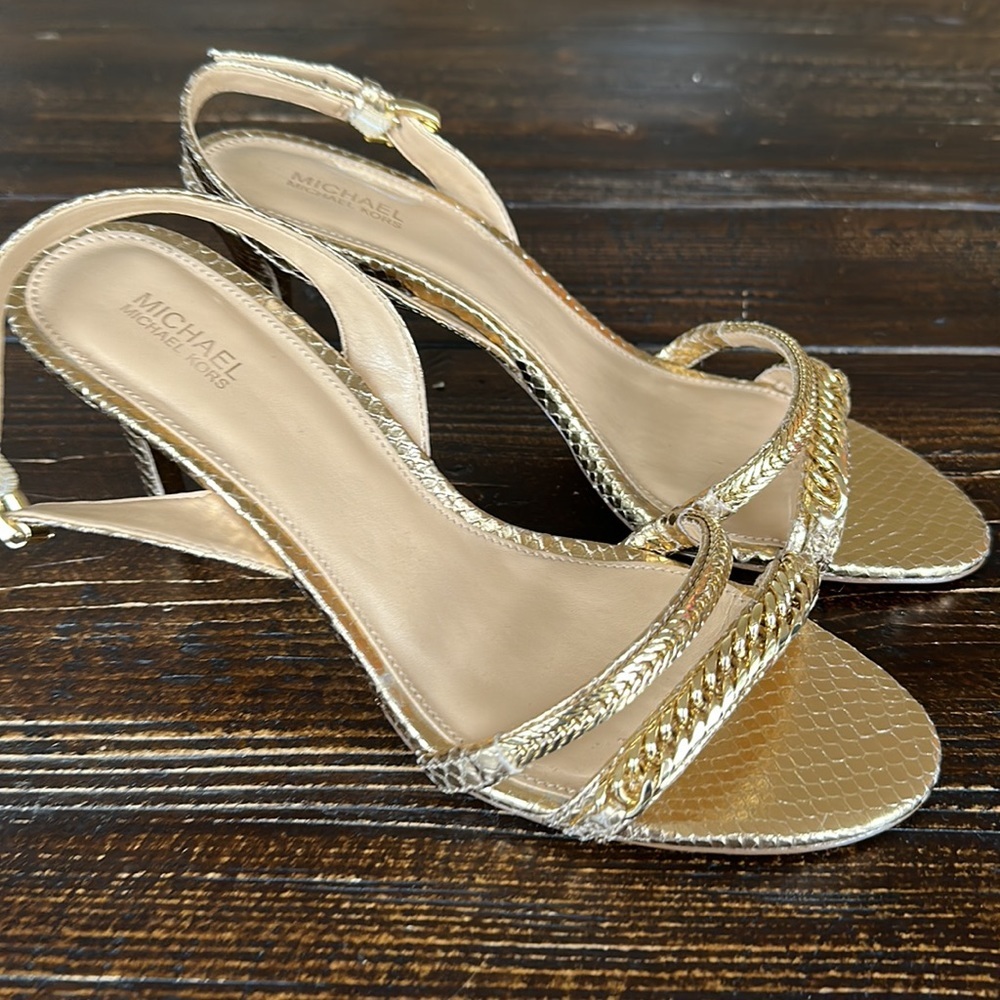 Michael Michael Kors gold snakeskin heels size 8.5